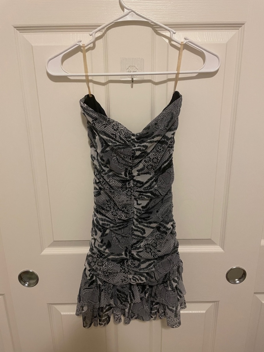 Symphony Black and White Floral Ruffled Mini Dress